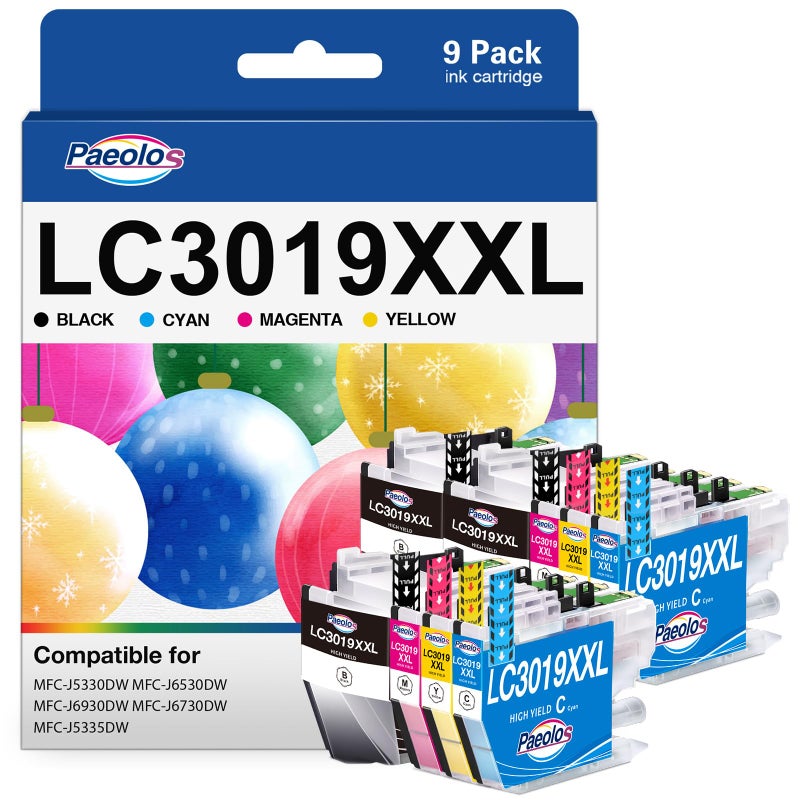 Paeolos LC3019XXL Ink Cartridges Replacement for Brother LC3019 XXL Ink Cartridges for Brother MFC-J5330DW MFC-J6530DW MFC-J6930DW MFC-J6730DW Printers (9-Pack, 3BK/2C/2M/2Y) - Image 1